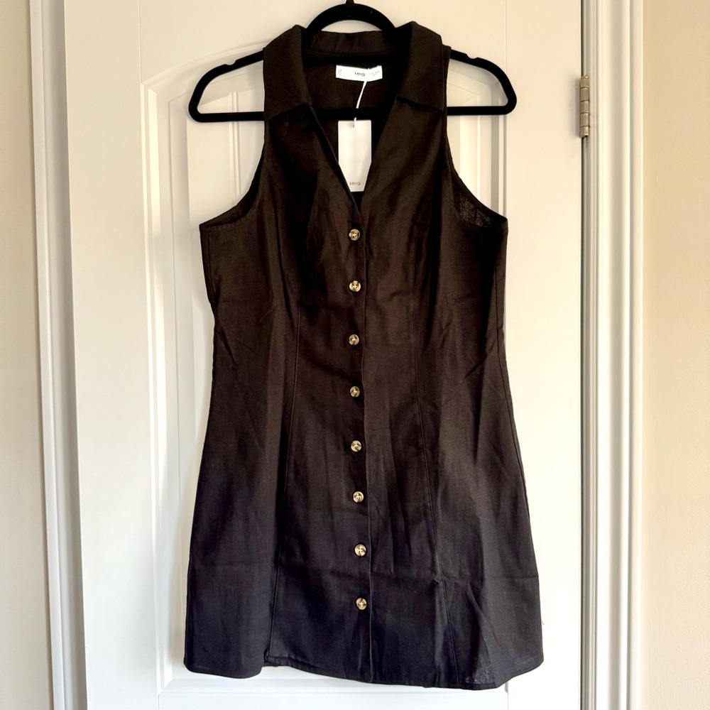 NWT Mango Black Sleeveless Vest Sheath Dress, Sz US 8